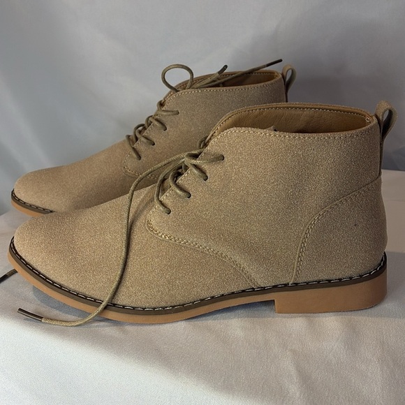 NWOT beige faux suede classic high top pointed toe front lace up corpcore shoes - Picture 8 of 12